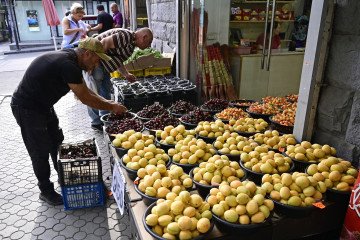 Apricots are seen on sale in Yerevan on July 4, 2026. (Source: Getty Images)