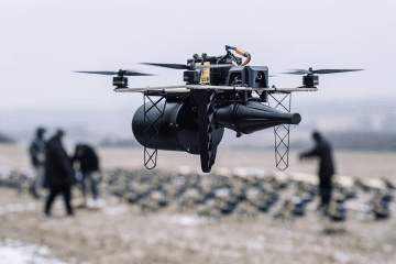 How Reverse-Engineered Russian Drones Ended Up Flying for Ukraine A fiber-optic FPV drone hovers during testing. (Photo: iDNES)