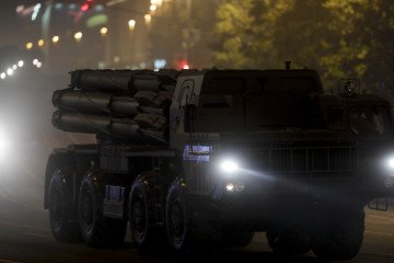 Russian BM-30 Smerch multiple rocket launcher during a Victory Day parade rehearsal in Moscow, June 17, 2020. (Source: Getty Images)