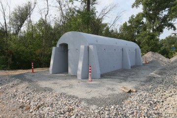 A view of the mobile bomb shelter that is installed in Kyiv, Ukraine, on June 22, 2023. A view of the mobile bomb shelter that is installed in Kyiv, Ukraine, on June 22, 2023.