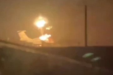 Fire engulfs an extremely rare Russian A-60 airborne laser laboratory in Taganrog, Russia’s Rostov region, on November 25, 2025. (Source: Ukraine’s General Staff)