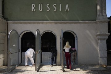 External view of the Russian pavilion of the 61st Venice Biennale on May 09, 2026 in Venice, Italy. (Source: Getty Images)
