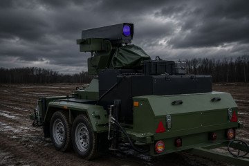 Ukrainian “Trident” laser system on a trailer-based mobile platform. (Source: Celebra Tech)