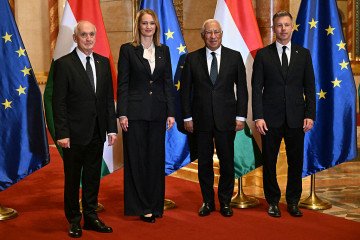 Hungarian Prime Minister Peter Magyar (R) poses with (L-R) Hungarian President Andras Baka, Speaker of the Hungarian Parliament Agnes Forsthoffer and European Council President Antonio Costa at the Hungarian Parliament in Budapest. (Source: Getty Images) Hungarian Prime Minister Peter Magyar (R) poses with (L-R) Hungarian President Andras Baka, Speaker of the Hungarian Parliament Agnes Forsthoffer and European Council President Antonio Costa at the Hungarian Parliament in Budapest. (Source: Getty Images)