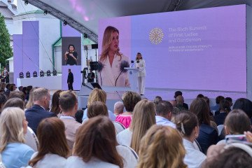 Ukraine’s First Lady Olena Zelenska addresses participants at the Sixth Summit of First Ladies and Gentlemen in Kyiv on August 24, 2026. (Source: Mykyta Shandyba/UNITED24 Media)