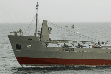 Drone launched from an Iranian “drone carrier division” vessel, 2022. (Source: KianSharifi/X)