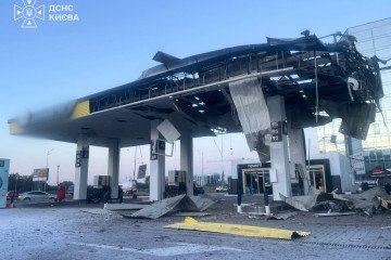 A gas station in Kyiv damaged in a Russian drone strike on September 15, 2026. (Source: State Emergency Service of Ukraine) A gas station in Kyiv damaged in a Russian drone strike on September 15, 2026. (Source: State Emergency Service of Ukraine)