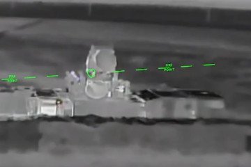 Russian Pantsir-S1 air defense system captured by a Ukrainian drone before a strike. June 2026. (Source: SBS)