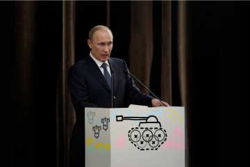 All the Times Russia Invaded Sovereign States as the World’s Attention Was Focused on the Olympics Putin standing at a stand.