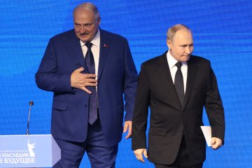 Russian leader Vladimir Putin (R) and his Belarusian counterpart Alexander Lukashenko (L) enter the hall during the Great Heritage – Common Future Forum on April 29, 2025, in Volgograd, Russia. (Source: Getty Images) Russian leader Vladimir Putin (R) and his Belarusian counterpart Alexander Lukashenko (L) enter the hall during the Great Heritage – Common Future Forum on April 29, 2025, in Volgograd, Russia. (Source: Getty Images)