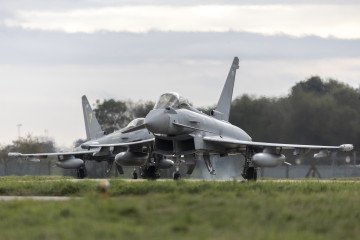 RAF Typhoon Fighter Jets operate from RAF Coningsby on October 21, 2026 in Coningsby, England. (Source: Getty Images)