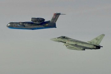 Italian Eurofighter Typhoon intercepts Russian Be-200PS amphibious aircraft. January 16, 2026. (Photo: NATO Air Command)