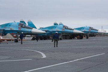 Sukhoi Su-34 frontline bombers of the 559th Bomber Aviation Regiment of the Russian Air Force, 2018.