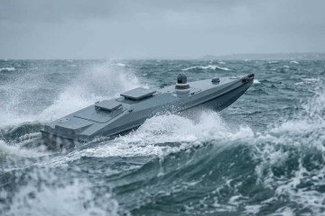 A Ukrainian Magura uncrewed surface vessel navigates rough seas. (Photo: UFORCE)
