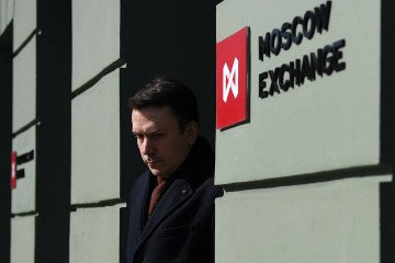 A view of the Moscow Exchange office in Moscow on March 24, 2022. A view of the Moscow Exchange office in Moscow on March 24, 2022.