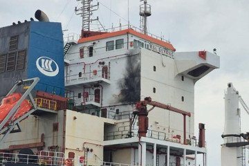 Aftermath of a Russian drone strike on a Chinese-owned cargo vessel in the Black Sea, May 18, 2026. (Source: Ukrainian Navy)