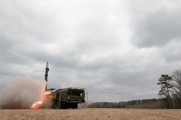 Launch of the Russian Iskander ballistic missile.