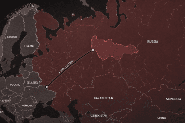 Infographic map illustrating a nearly 2,000 km distance from Ukraine into central Russia, highlighting the extent of recent air raid alerts. (Source: UNITED24 Media)