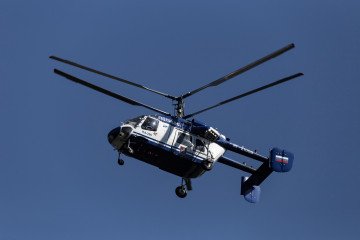 A Russian police Ka-226 helicopter flies over Moscow. Illustrative photo. (Source: Getty Images)