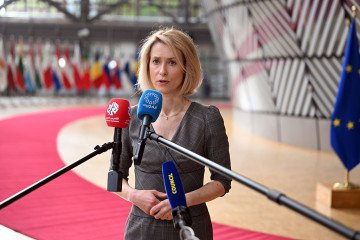 EU High Representative for Foreign Affairs and Security Policy Kaja Kallas speaks to press ahead of European Union (EU) Foreign Affairs Council (Development) meeting in Brussels, Belgium. (Source: Getty Images)