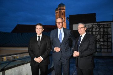 German Chancellor Friedrich Merz, French President Emmanuel Macron, and Keir Starmer, Prime Minister of the United Kingdom, during the Munich Security Conference, on February 13, 2026, in Munich. (Source: Getty Images) German Chancellor Friedrich Merz, French President Emmanuel Macron, and Keir Starmer, Prime Minister of the United Kingdom, during the Munich Security Conference, on February 13, 2026, in Munich. (Source: Getty Images)