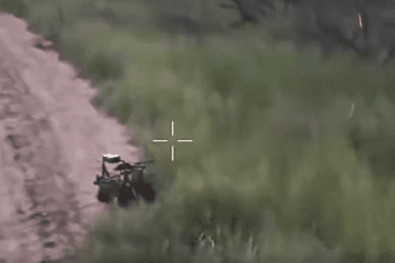 Ukrainian ground robot with Wolly 7,62 remotely operated weapon station landing on the Russian-held Kinburn Spit, July 13, 2026.