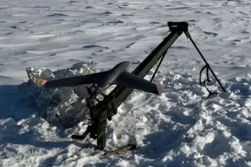 Russian Lys-2 interceptor drone on a catapult. (Source: Russian media)