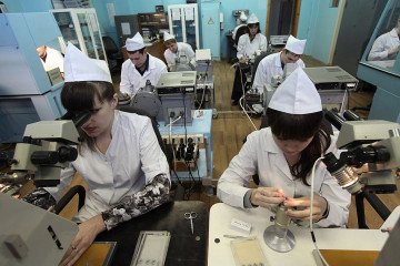Workers of “Temp-Avia” enterprise, part of Arzamas Research and Production Joint Stock Company in the Nizhny Novgorod region of Russia. (Source: Getty Images) Workers of “Temp-Avia” enterprise, part of Arzamas Research and Production Joint Stock Company in the Nizhny Novgorod region of Russia. (Source: Getty Images)