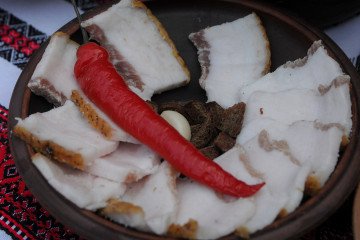 Salo and a chilli pepper, Kyiv, Ukraine, February 22, 2020.