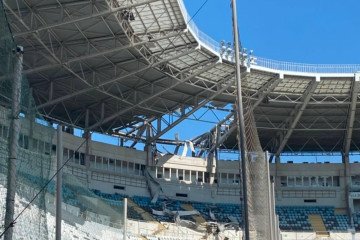 Damage inside Odesa’s Chornomorets Stadium after a Russian missile strike on August 7. (Source: Odesa Regional Military Administration)