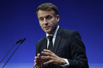 French President Emmanuel Macron speaks at the European Digital Sovereignty Summit on November 18, 2025 in Berlin, Germany. (Source: Getty Images)
