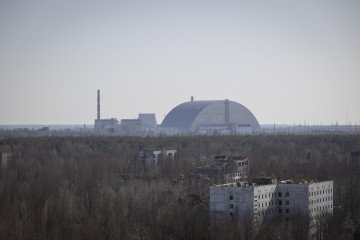 A general view shows the current state of the 30-kilometer Chernobyl Exclusion Zone on March 16, 2026. (Source: Getty Images)