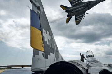 Ukrainian Air Force MiG-29 fighter aircraft during flight operations in eastern Ukraine, August 2023. (Source: Libkos/Getty Images) Ukrainian Air Force MiG-29 fighter aircraft during flight operations in eastern Ukraine, August 2023. (Source: Libkos/Getty Images)