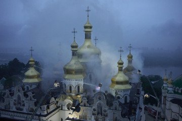 80% of Uspensky Cathedral Roof Damaged After Russian Drone Strike on Kyiv-Pechersk Lavra Complex The aftermath of Russian attack on Kyiv Pechersk Lavra on June 15, 2026. (Source: Joshua Olley/UNITED24 Media)