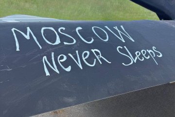“‘Moscow Never Sleeps’ written on a Ukrainian strike drone shown by Unmanned Systems Forces commander Robert Brovdi ‘Madyar.’ (Source: Robert Brovdi / Telegram)”