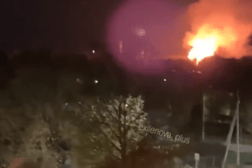 Fire at Russia’s 75th Arsenal in Serpukhov, Moscow region, after a drone attack, October 22, 2026.