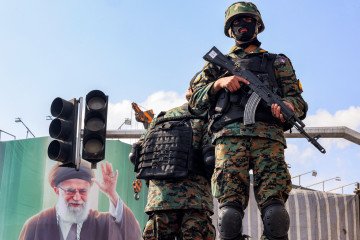 Security forces deploy to guard a rally in support of Iran's new Supreme Leader at Enghelab Square in central Tehran on March 9, 2026. Illustrative photo. (Source: Getty Images)