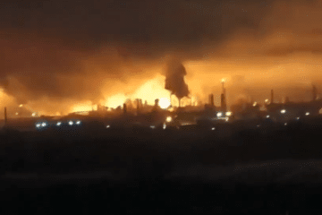 Ukraine’s Drones Hit Major Russian Oil Refinery, Sparking Massive Fire, Video