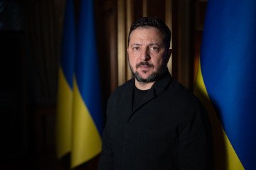 Volodymyr Zelenskyy, Ukraine's president, following an interview in Kyiv, Ukraine, on Sunday, Oct. 18, 2026. (Source: Getty Images)
