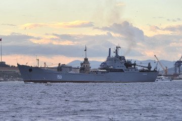 Yamal and Saratov Russian military ships heading to Black Sea from the Sea of Marmara in Istanbul, Turkey, March 4, 2014. (Source: Getty Images)