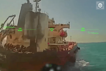 A Ukrainian maritime drone targets a Russian cargo vessel during the SBS "MoLoChKa" operation in the Black Sea, July 2026. (Source: SBS / Telegram) A Ukrainian maritime drone targets a Russian cargo vessel during the SBS "MoLoChKa" operation in the Black Sea, July 2026. (Source: SBS / Telegram)