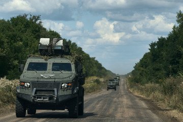 A Ukrainian Roshel Senator armored vehicle travels toward the Russian border in Ukraine’s Sumy region on August 15, 2024. (Source: Getty Images) A Ukrainian Roshel Senator armored vehicle travels toward the Russian border in Ukraine’s Sumy region on August 15, 2024. (Source: Getty Images)