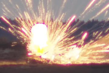 The moment Rheinmetall’s FV-014 kamikaze drone strikes a training target shaped like a tank hull. (Source: Rheinmetall)