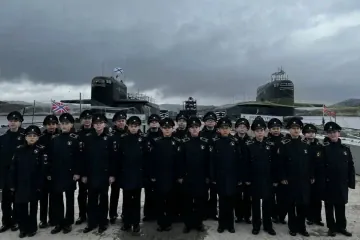 Russian Northern Fleet Deploys Anti-Drone Nets Over Submarines Students from Murmansk visited the submarine base in Gadzhievo, where what appears to be anti-drone nets can be seen covering the vessels. (Photo: Russian media)