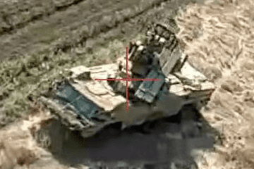 A Russian Osa surface-to-air missile system targeted by Ukrainian drone operators on the Zaporizhzhia front. (Source: 423rd Separate Unmanned Systems Brigade “Scythian Griffins”)