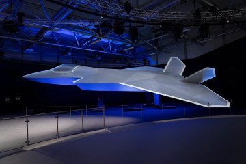 Model of the Tempest sixth-generation fighter displayed by Leonardo. (Source: Leonardo)