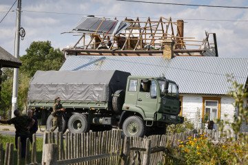 Police and army inspect damage to a house destroyed by debris from a shot-down Russian drone in the village of Wyryki-Wola, eastern Poland, on September 10, 2025. Police and army inspect damage to a house destroyed by debris from a shot-down Russian drone in the village of Wyryki-Wola, eastern Poland, on September 10, 2025.