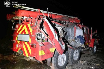Aftermath of a Russian strike on a Ukrainian SES vehicle, Kharkiv region, October 23, 2025. (Source: SES)