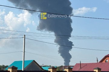 Smoke rising from a major oil pumping station in Russia’s Bashkortostan region, July 23, 2026.