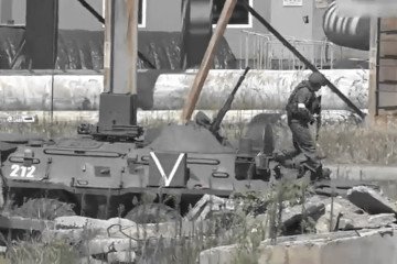 Russian military equipment positioned on the grounds of the Zaporizhzhia Nuclear Power Plant. (Source: UNITED24 Media/YouTube)